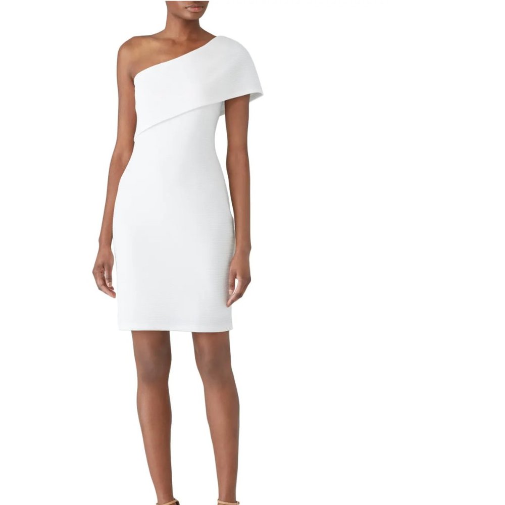 Hutch Tara dress - asymmetrical white ponte one shoulder mini dress, Size small